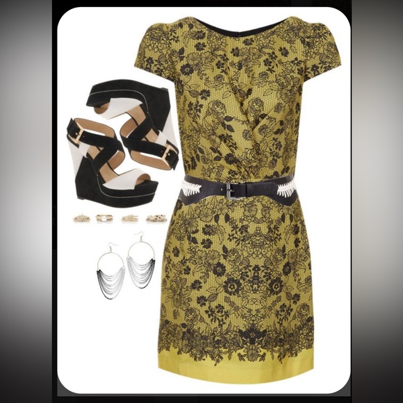 TopShop Yellow Lace Placement Twist Dress - Picture 11 of 11